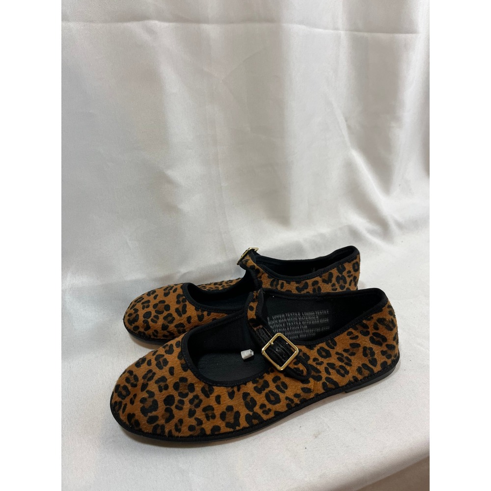 Universal Thread Womens Leopard Print Faux Calf Hair Mary Jane Flats Size 9